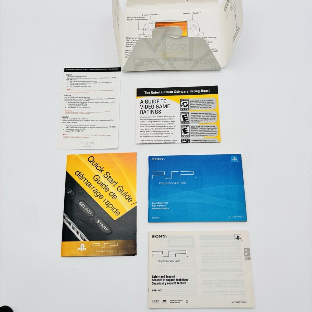 Sony Portable PlayStation PSP-3001 Original Console Instruction Manual